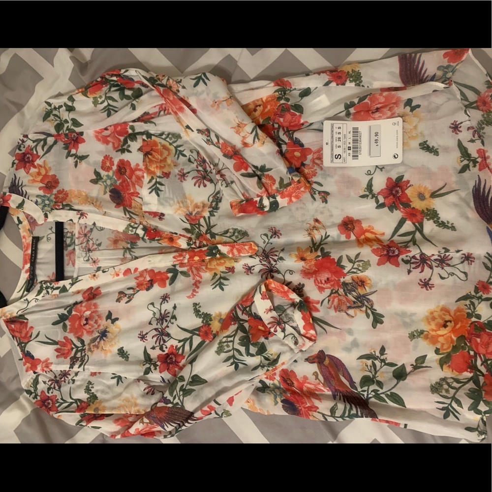 NWT Zara Floral/Bird Tunic